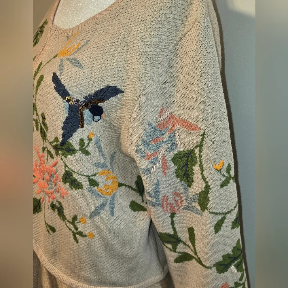 Antropologie Moth Winged Wonder Cardigan Peplum Sweater Women's Size Large - Picture 7 of 13